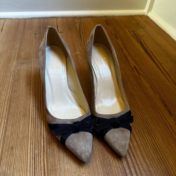 Kate Spade nude suede bow pointed toe pumps SIZE 9.5B - Picture 8 of 8